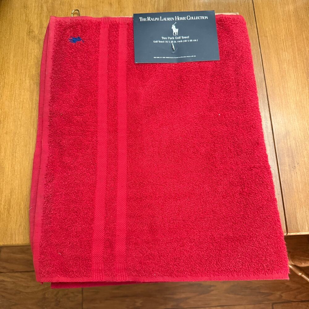 The Ralph Lauren Home Collection Set of 2 Golf Towels NWP Brass Grommets USA